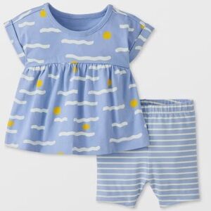 Hanna Andersson Mellow Waves on Storm Tunic and shorts